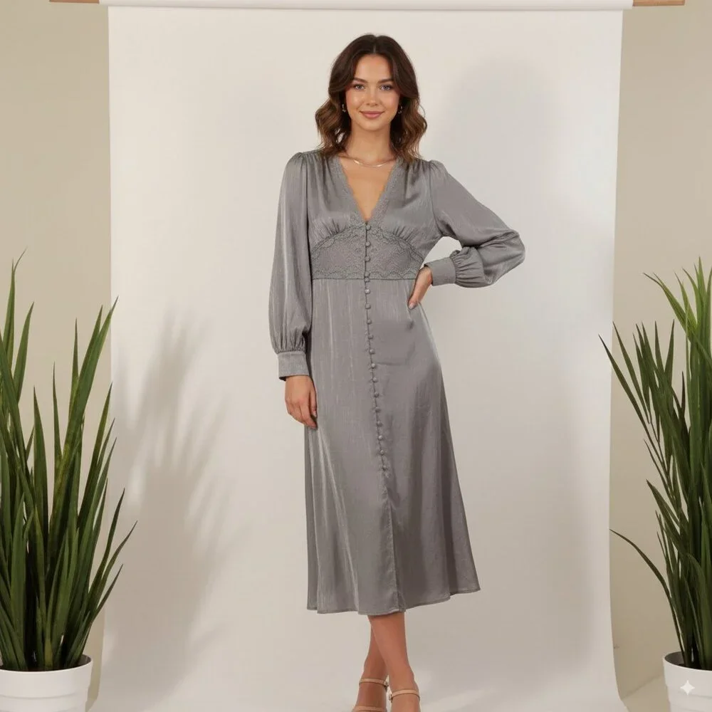 NWT Sancia Mathilde Midi Dress in Eucalyptus - Picture 1 of 6